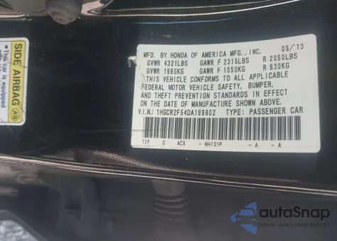 2013 Honda Accord Sport из США, поврежденный, VIN 1HGCR2F54DA199802